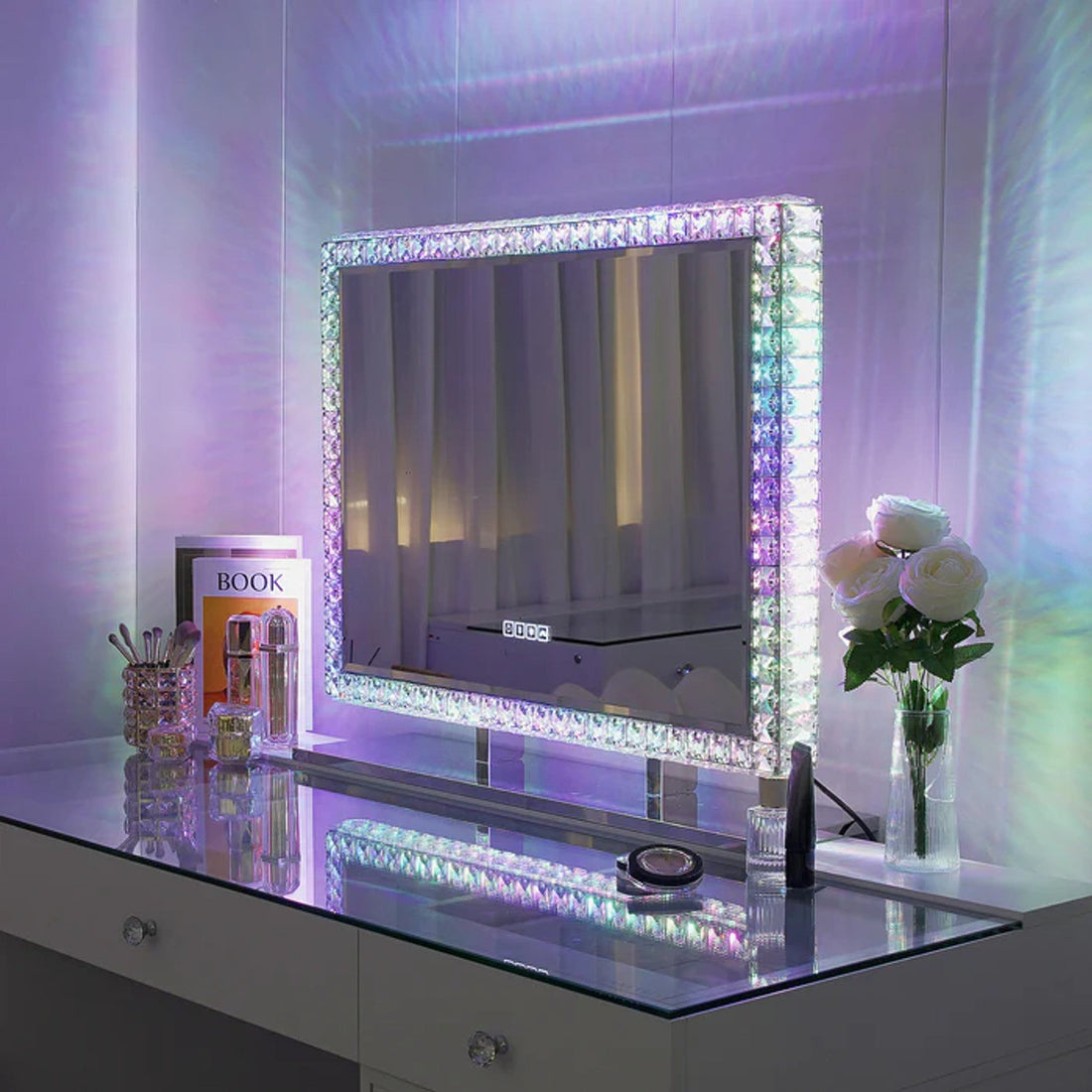 LED bathroom mirror enhancing mood and perception