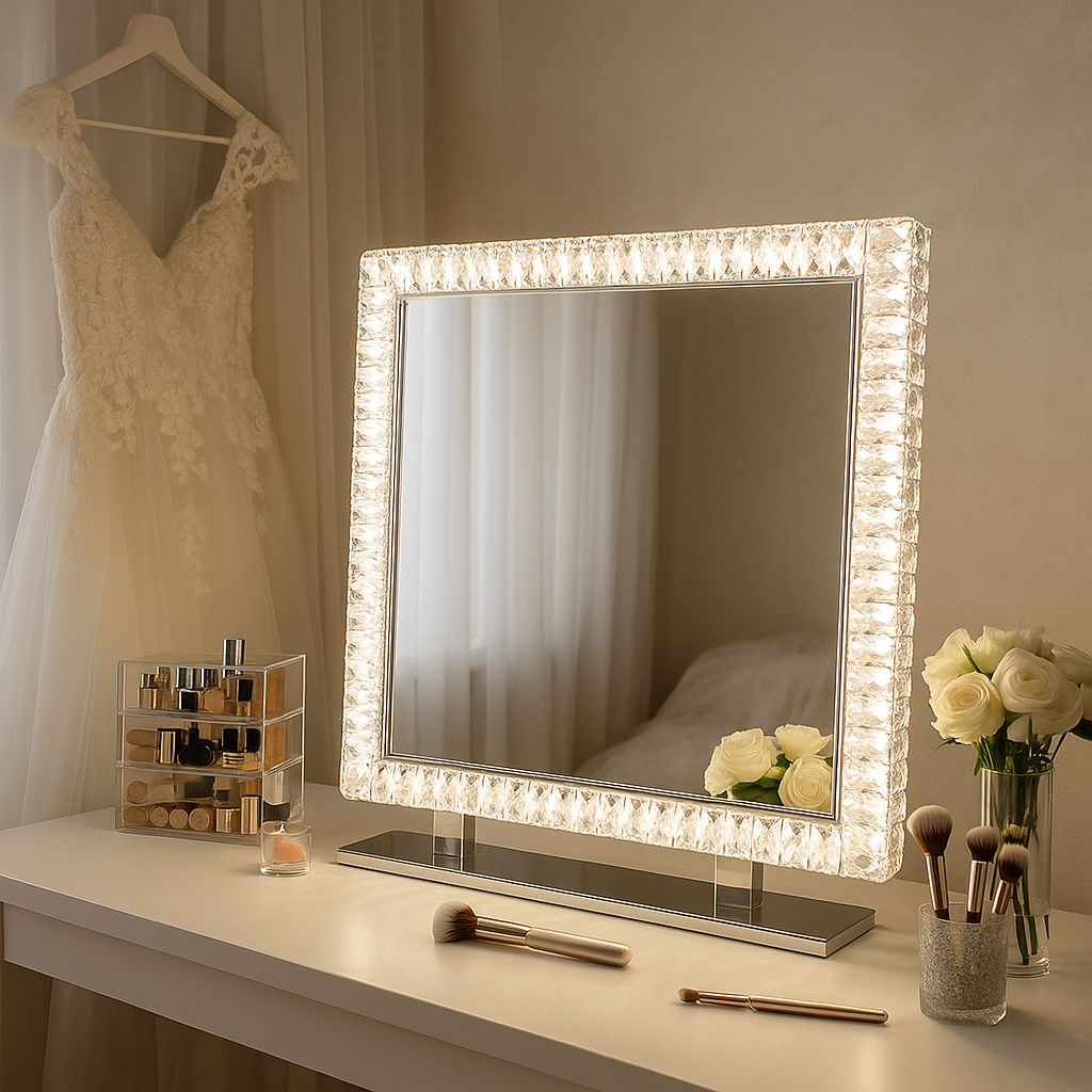 LED crystal mirror for luxury bathroom interiors