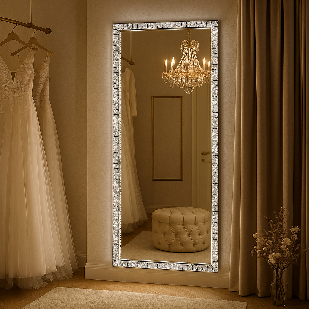 LED crystal mirror as a statement décor piece