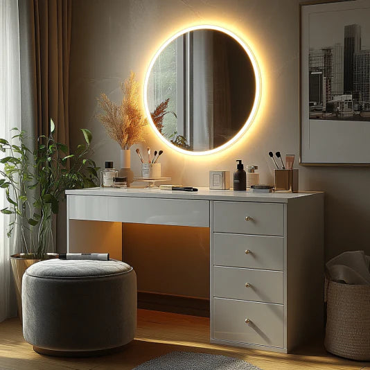 Luxury crystal LED mirror with ambient backlighting