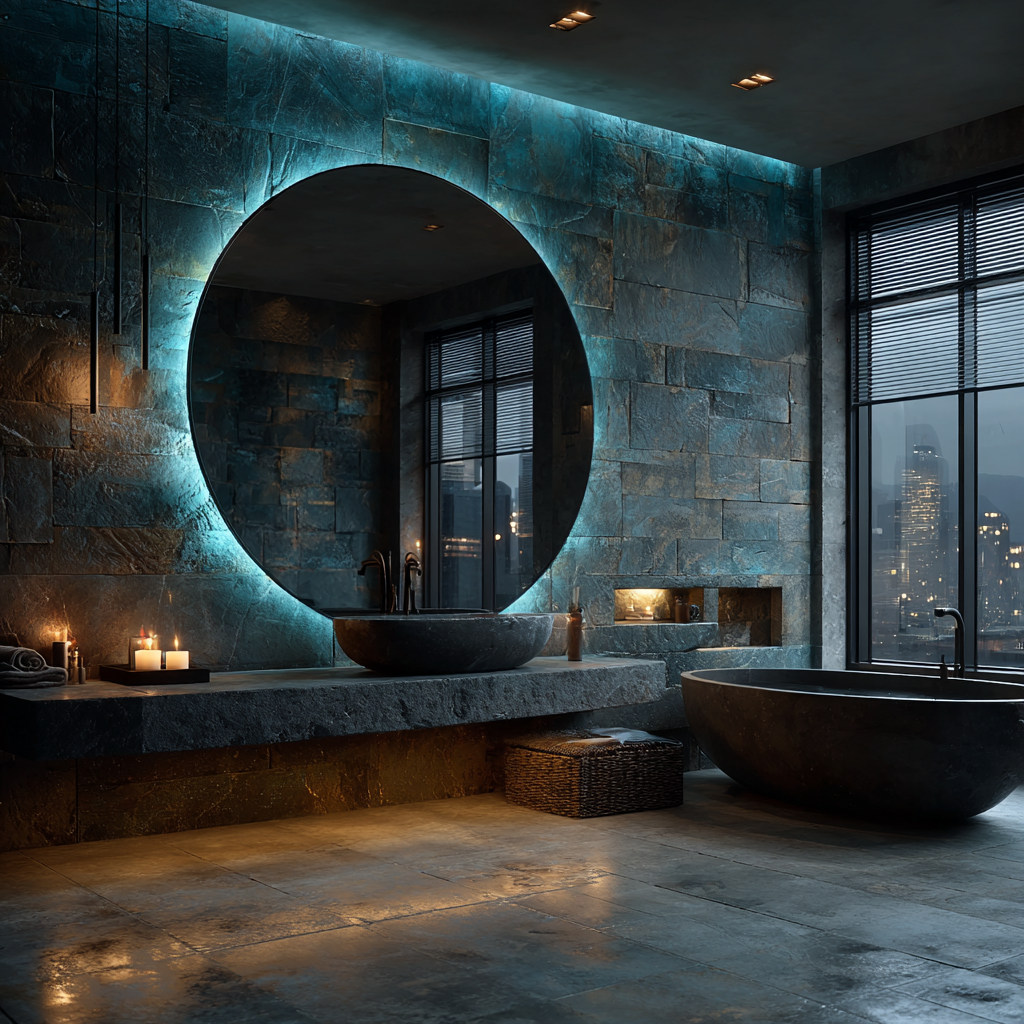 LED bathroom mirror with integrated lighting