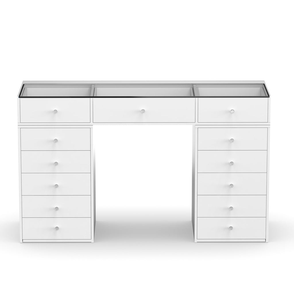 vanity table and LED mirror set for salons, hotel suites and beauty studios